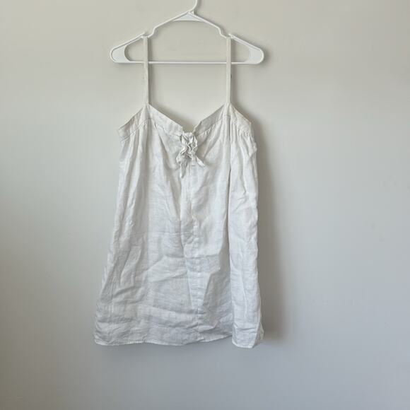 Reformation Winifred White Linen Mini Dress with Bow Detail Size: 10 - Picture 5 of 10